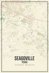 Retro US city map of Seagoville, Texas. Vintage street map.