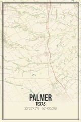Retro US city map of Palmer, Texas. Vintage street map.