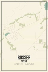 Fototapeta premium Retro US city map of Rosser, Texas. Vintage street map.