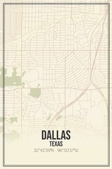 Fototapeta premium Retro US city map of Dallas, Texas. Vintage street map.
