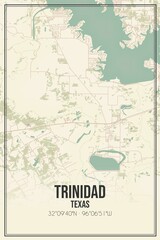 Fototapeta na wymiar Retro US city map of Trinidad, Texas. Vintage street map.