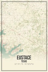 Retro US city map of Eustace, Texas. Vintage street map.