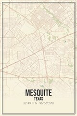 Fototapeta premium Retro US city map of Mesquite, Texas. Vintage street map.