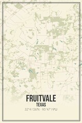 Fototapeta na wymiar Retro US city map of Fruitvale, Texas. Vintage street map.