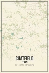 Retro US city map of Chatfield, Texas. Vintage street map.
