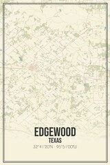 Retro US city map of Edgewood, Texas. Vintage street map.