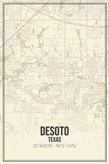 Retro US city map of Desoto, Texas. Vintage street map.