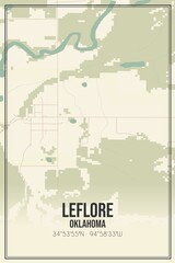 Retro US city map of Leflore, Oklahoma. Vintage street map.