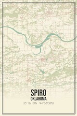 Retro US city map of Spiro, Oklahoma. Vintage street map.