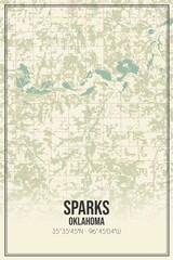 Retro US city map of Sparks, Oklahoma. Vintage street map.