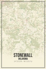 Retro US city map of Stonewall, Oklahoma. Vintage street map.
