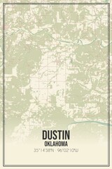 Retro US city map of Dustin, Oklahoma. Vintage street map.