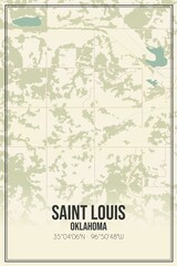 Retro US city map of Saint Louis, Oklahoma. Vintage street map.
