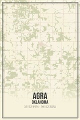 Retro US city map of Agra, Oklahoma. Vintage street map.