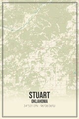 Retro US city map of Stuart, Oklahoma. Vintage street map.