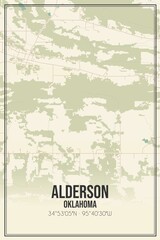 Retro US city map of Alderson, Oklahoma. Vintage street map.