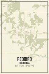 Retro US city map of Redbird, Oklahoma. Vintage street map.