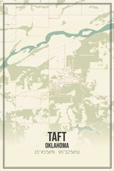 Retro US city map of Taft, Oklahoma. Vintage street map.