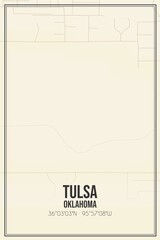 Retro US city map of Tulsa, Oklahoma. Vintage street map.