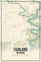 Retro US city map of Fairland, Oklahoma. Vintage street map.