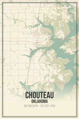 Fototapeta premium Retro US city map of Chouteau, Oklahoma. Vintage street map.