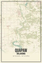 Retro US city map of Quapaw, Oklahoma. Vintage street map.