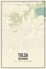 Retro US city map of Tulsa, Oklahoma. Vintage street map.