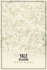 Retro US city map of Yale, Oklahoma. Vintage street map.