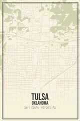 Fototapeta na wymiar Retro US city map of Tulsa, Oklahoma. Vintage street map.