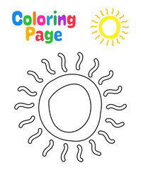 Coloring page with Sun for kids