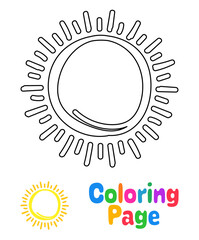 Coloring page with Sun for kids
