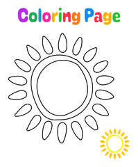 Coloring page with Sun for kids