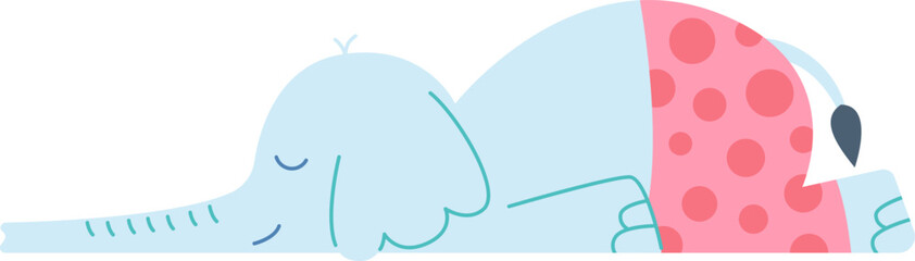 Cute sleeping elephant flat icon Wild animal in pajama