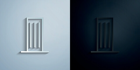 Skyscraper, building paper icon with shadow vector illustration