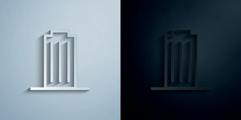 Skyscraper, building paper icon with shadow vector illustration