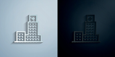 Fototapeta premium Hospital, building paper icon with shadow vector illustration