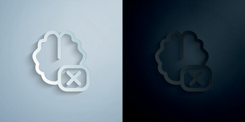 Brain no paper icon with shadow vector illustration