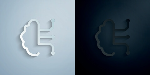 Smart brain paper icon with shadow vector illustration