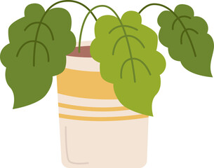 Houseplant philodendron in ceramic pot flat icon Home gardening