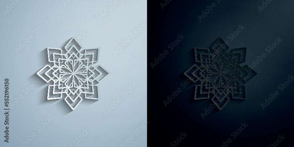 Sticker Snowflake paper icon with shadow vector illustration