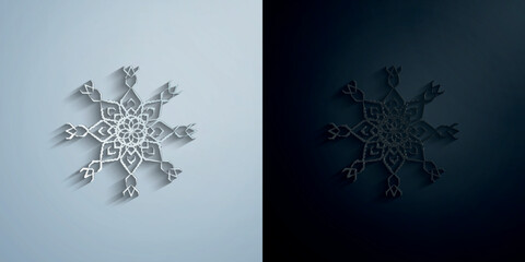 Snowflake paper icon with shadow vector illustration