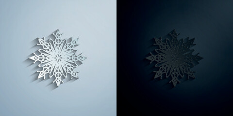 Snowflake paper icon with shadow vector illustration