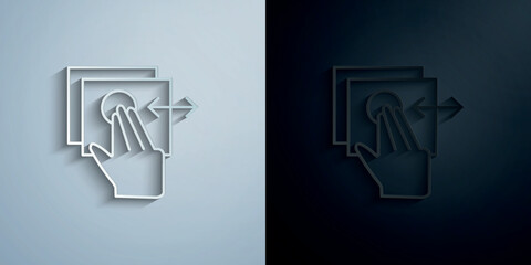 Slide, document, touch, finger paper icon with shadow vector illustration