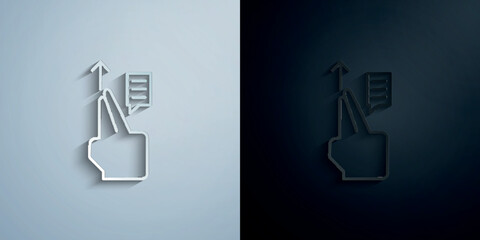 Chat, finger, gestures paper icon with shadow vector illustration