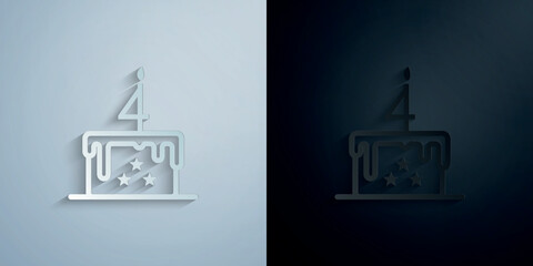 Obraz premium Cake, 4th july paper icon with shadow vector illustration