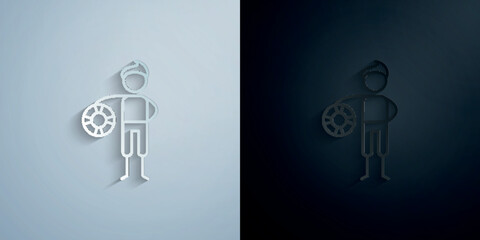 Lifesaver, adventure paper icon with shadow vector illustration