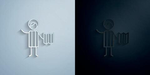 Explorer, adventure paper icon with shadow vector illustration