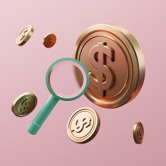 gold money financial dollar coin of business value, passive income finance, 3d illustration...