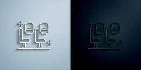Eco class chair, airport paper icon with shadow vector illustration