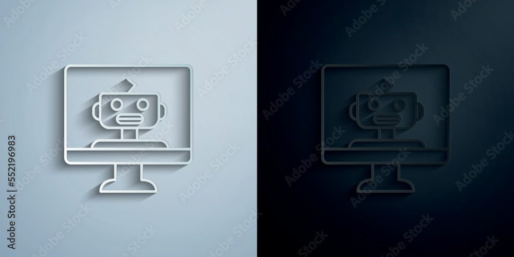 Wall mural smart computer concept line paper icon with shadow vector illustration